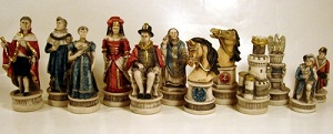 SCHACHFIGUREN aus Speckstein " Die Schlacht von Spanien" KH 85mm